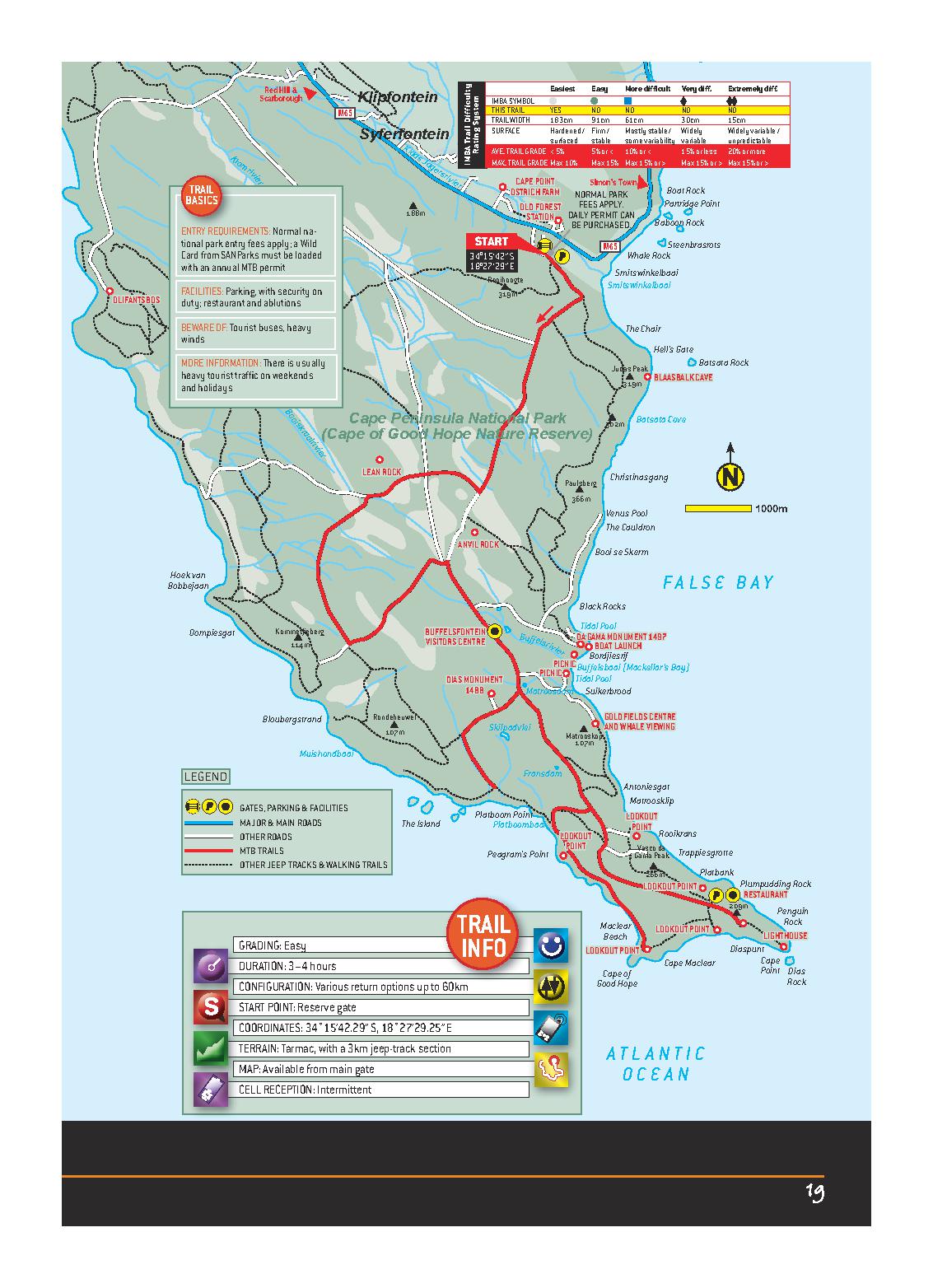 Cape Town Peninsula National Park WESTERN CAPE MTB ROUTE MAP