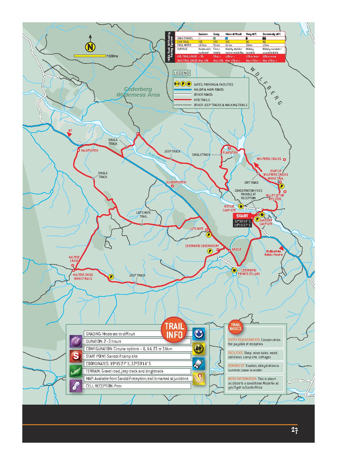Cederberg Wilderness WESTERN CAPE MTB ROUTES MAP