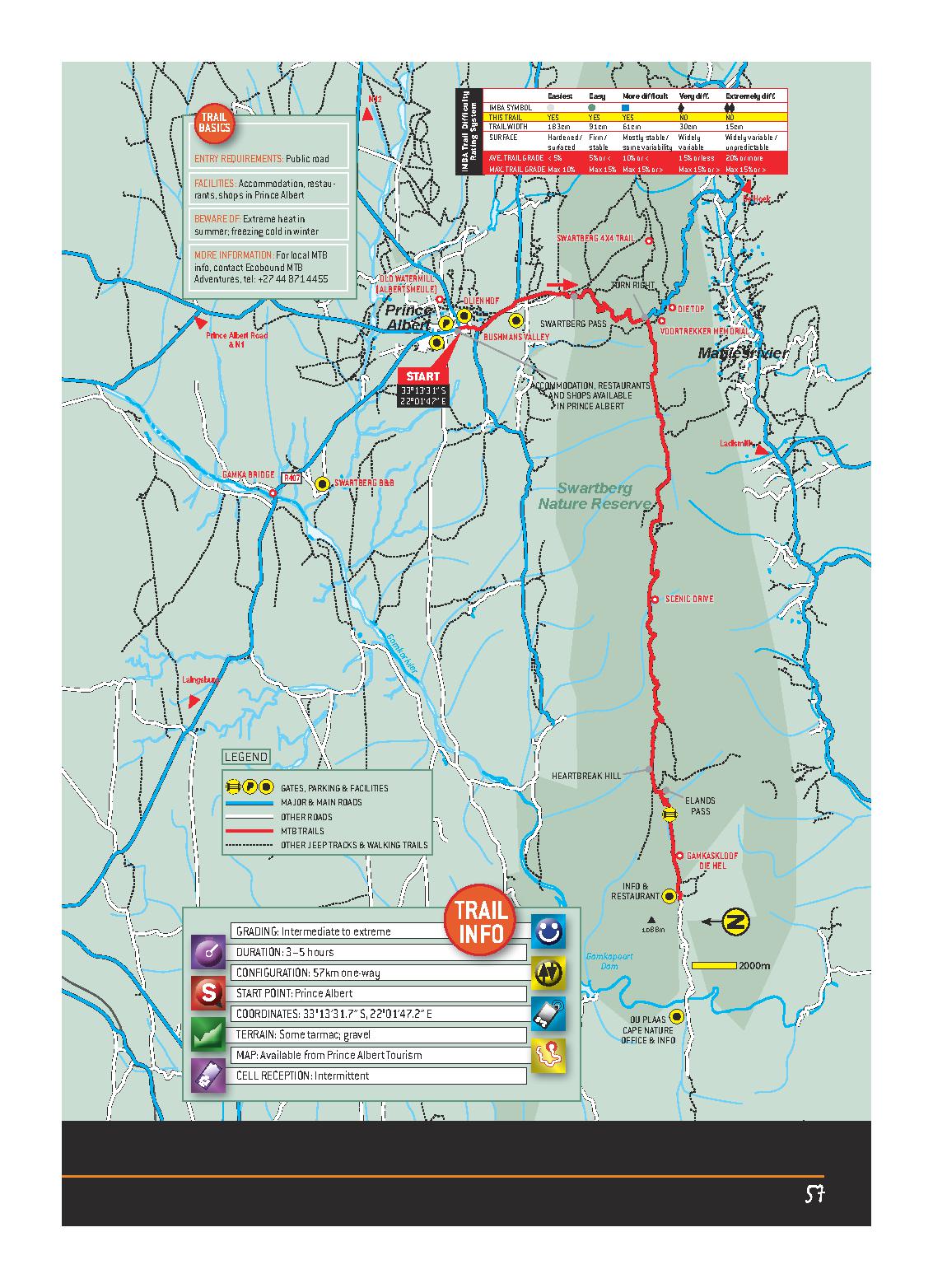 Prince Albert Swartberg Nature Reserve WESTERN CAPE MTB ROUTES MAP