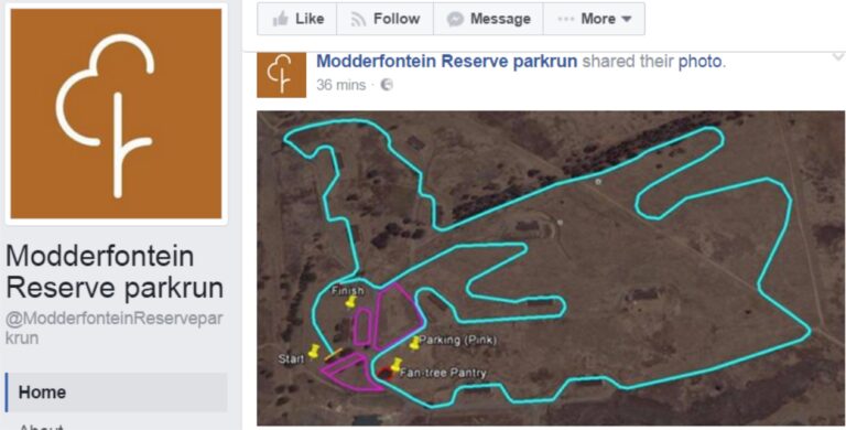 Parkrun treads on Modderfontein Cycling Trails