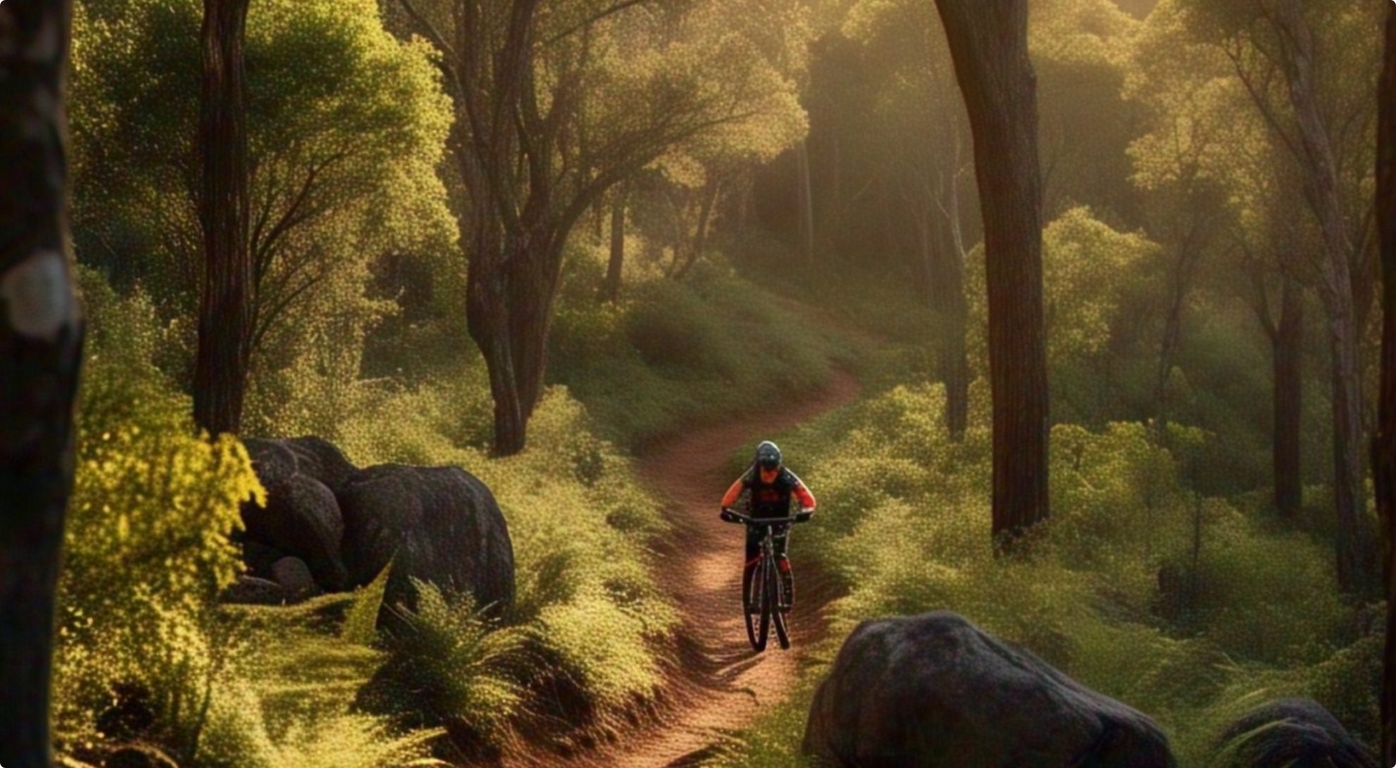 Mountain biker riding through diverse terrain in the Eastern Cape, showcasing the scenic and challenging mountain bike trails in Eastern Cape with varied landscapes
